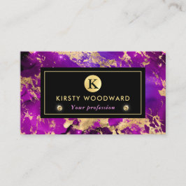 Tarjeta De Visita Mármol de Galaxia Morado y Dorado Elegante