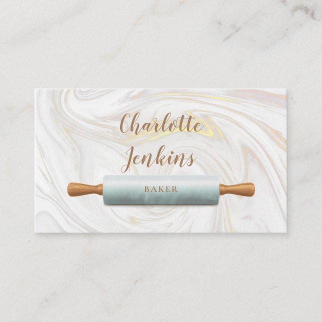 Tarjeta De Visita Mármol de la pastelería Baker Patisserie Pin Rolli (Anverso)