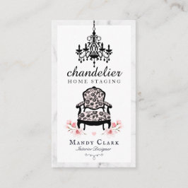 Tarjeta De Visita Mármol de la silla victoriana floral y de la lámpa