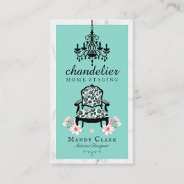 Tarjeta De Visita Mármol de la silla victoriana floral y de la lámpa