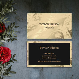 Tarjeta De Visita Mármol de lujo negro y dorado simple
