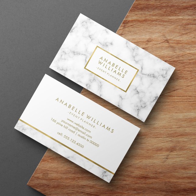 Tarjeta De Visita Mármol de moda y textura de oro de imitación (Subido por el creador)