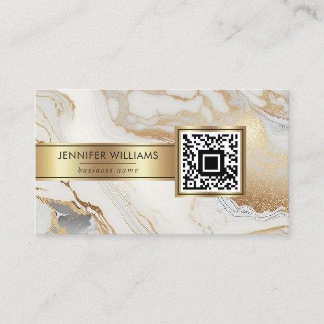 Tarjeta De Visita Mármol de oro blanco elegante Personalizado modern (Anverso)