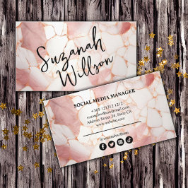 Tarjeta De Visita Mármol de oro rosa pastel elegante