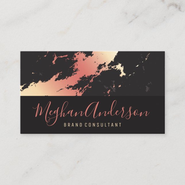 Tarjeta De Visita Mármol de oro Rosa | Serie Executive Signature (Anverso)