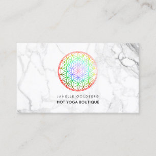 Tarjeta De Visita Mármol de PixDezines/Flor de vida/Relieve metaliza