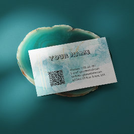 Tarjeta De Visita Mármol de Tinta Alcohólica Verde Esmeralda Elegant