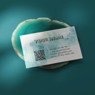 Tarjeta De Visita Mármol de Tinta Alcohólica Verde Esmeralda Elegant