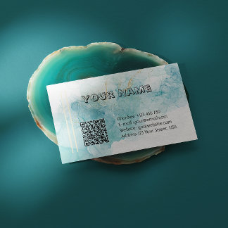 Tarjeta De Visita Mármol de Tinta Alcohólica Verde Esmeralda Elegant