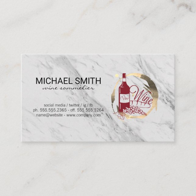 Tarjeta De Visita Mármol de Vino y fuente de oro (Anverso)