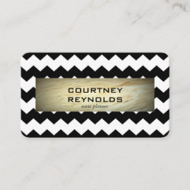 Tarjeta De Visita Mármol del patrón de cheurón negro y blanco retro