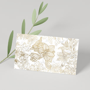 Tarjeta De Visita Marmol dorado blanco de lujo florido