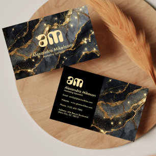 Tarjeta De Visita Mármol Dorado de Lujo Minimalista Profesional Empr