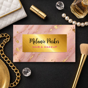 Tarjeta De Visita Mármol dorado elegante y brillo rosado