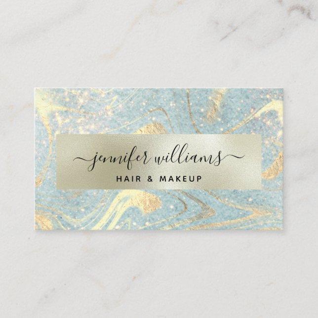 Tarjeta De Visita Mármol dorado moderno elegante Moda del artista de (Anverso)