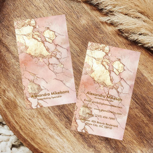 Tarjeta De Visita Mármol Dorado Rosa de Lujo Profesional