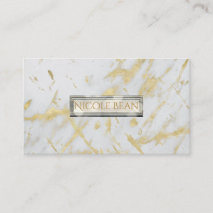 Tarjeta De Visita Mármol dorado y blanco Glam Elegante Estilo modern