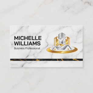 Tarjeta De Visita Mármol   Elegante   Logotipo de bienes raíces de o