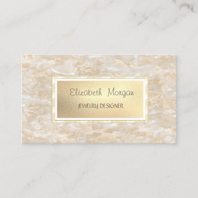 Tarjeta De Visita Mármol elegante moderno, Diseñador de joyas de cua (Anverso)