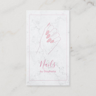 Tarjeta De Visita Mármol Elegante Rosa Oro Purpurina Nail Art Manicu