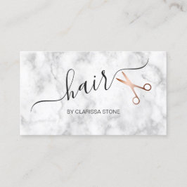 Tarjeta De Visita Mármol elegante y hairstylist color de rosa de las