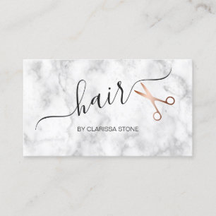 Tarjeta De Visita Mármol elegante y hairstylist color de rosa de las