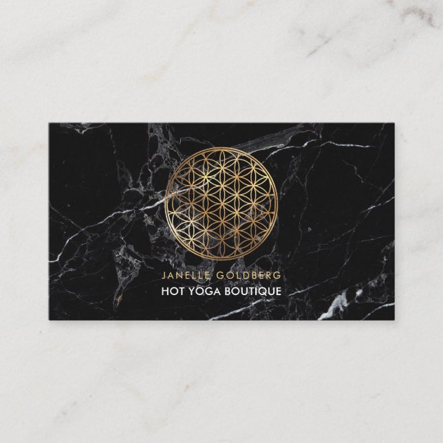 Tarjeta De Visita Mármol/Flor de vida/Faux Gold (Anverso)