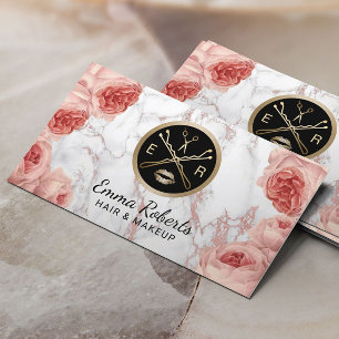 Tarjeta De Visita Mármol floral del vintage del salón de pelo del