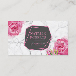 Tarjeta De Visita Mármol floral geométrico del salón de belleza