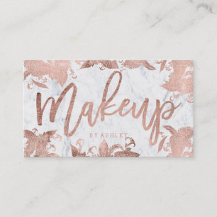 Tarjeta De Visita Mármol floral subió maquillaje del blanco de la