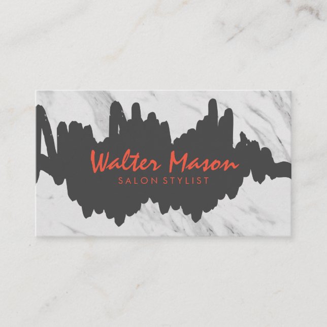 Tarjeta De Visita Mármol Gris Garabateado Artístico Cepillado (Anverso)