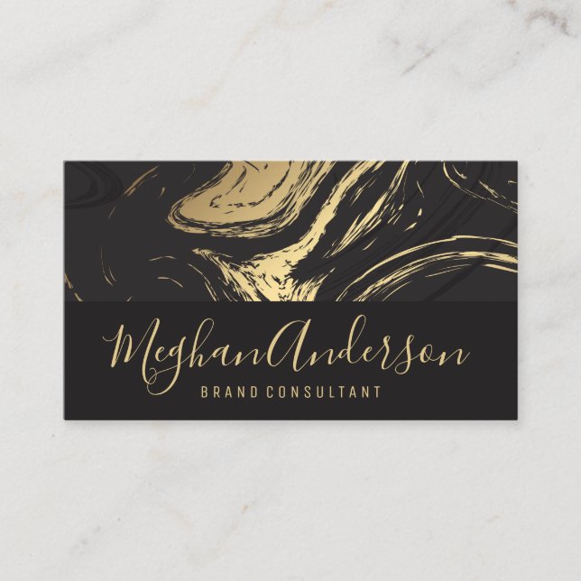Tarjeta De Visita Mármol gris oscuro dorado | Serie Executive Signat (Anverso)