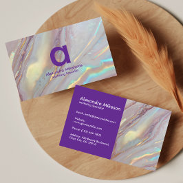 Tarjeta De Visita Mármol holográfico dorado