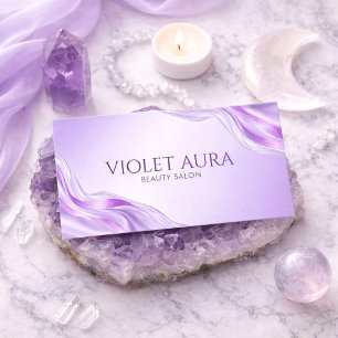 Tarjeta De Visita Mármol Lavanda Moderno Metálico Púrpura