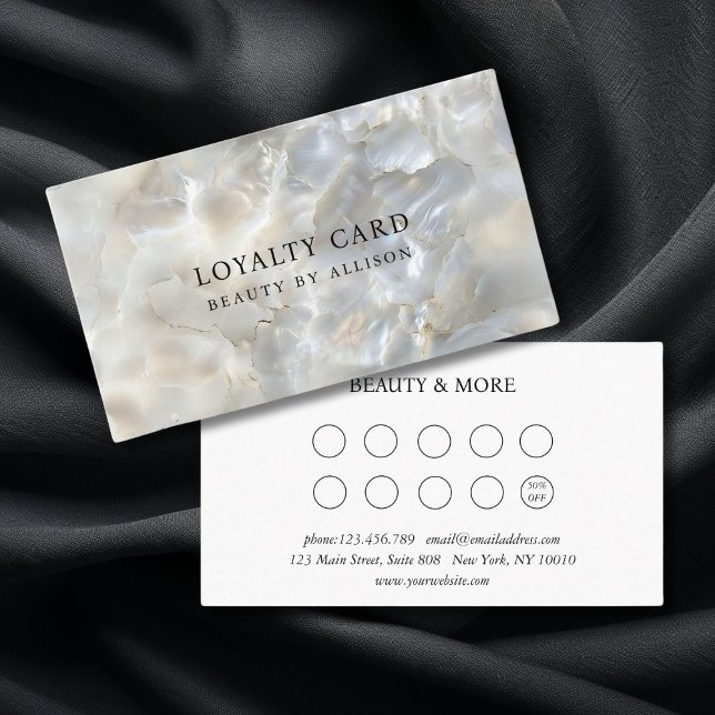 Tarjeta De Visita Mármol, lealtad 10, salón (Marble, Loyalty 10, Salon Business Card)