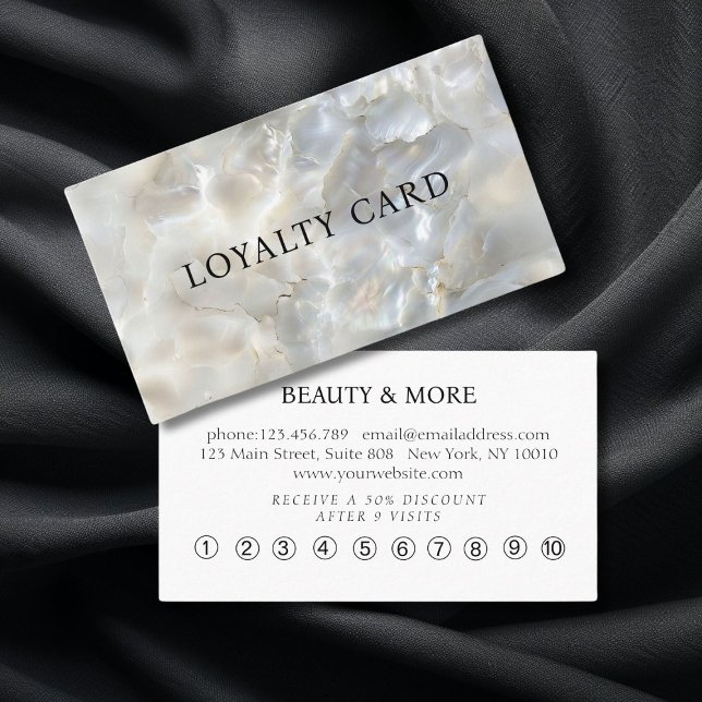 Tarjeta De Visita Mármol, lealtad 10, salón (Marble, Loyalty 10, Salon Business Card)