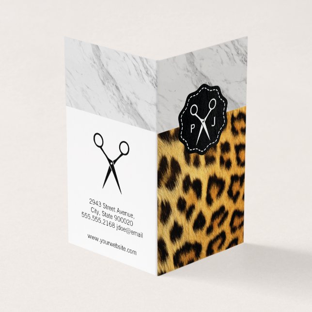 Tarjeta De Visita Mármol | Leopard Print Stylist (Exterior)