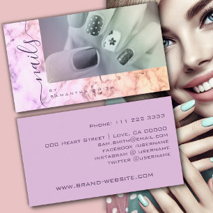 Tarjeta De Visita Mármol Lilac morado caligrafía elegante