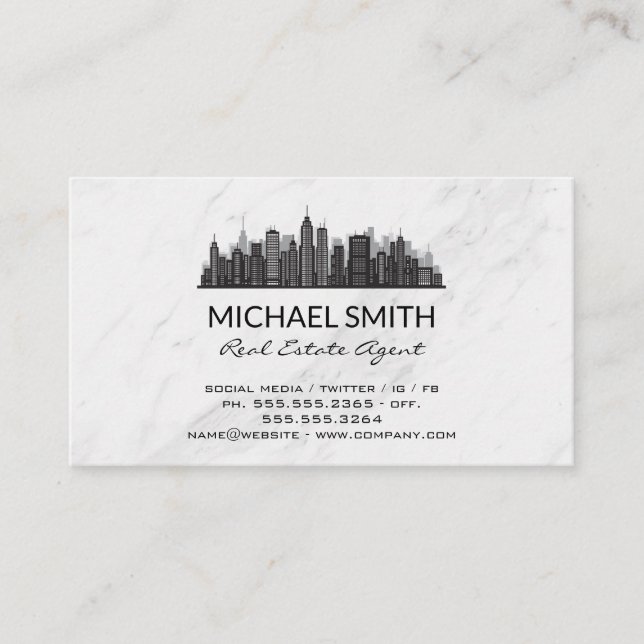 Tarjeta De Visita Mármol | Logotipo del agente inmobiliario (Anverso)