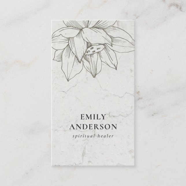 TARJETA DE VISITA MÁRMOL LOTUS DE PLATA SIMPLE SANTO ESPIRITUAL REIK (Anverso)
