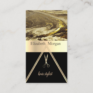 Tarjeta De Visita Mármol marrón elegante moderno dorado negro, Tijer