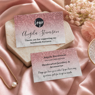 Tarjeta De Visita mármol moderno y elegante con brillo de oro rosa