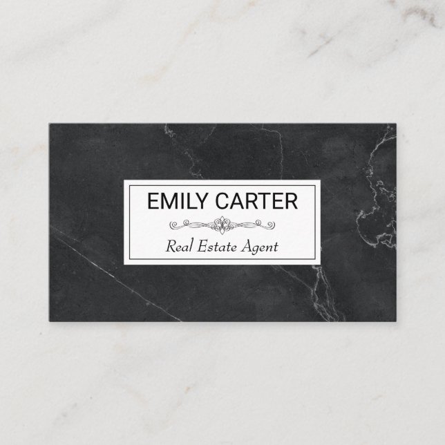 Tarjeta De Visita Mármol negro | Agente inmobiliario (Anverso)