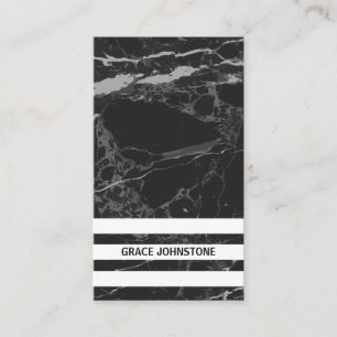Tarjeta De Visita Mármol negro   Barras a rayas