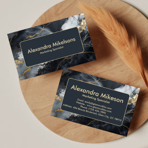 Tarjeta De Visita Mármol negro dorado elegante