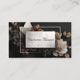 Tarjeta De Visita Mármol Negro Floral de Cobre Geométrico de Lujo