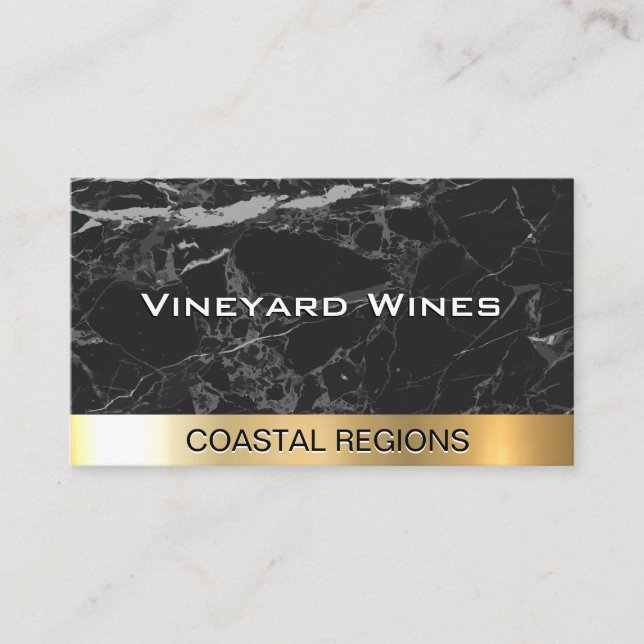 Tarjeta De Visita Mármol negro | Gold Metallic Luxury (Anverso)