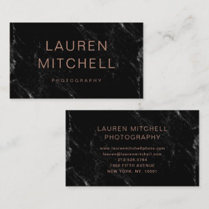 Tarjeta De Visita Mármol negro minimalista de la moda el  