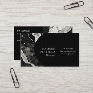 Tarjeta De Visita Mármol negro moderno y Personalizado formal platea