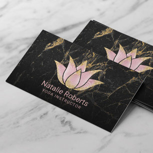 Tarjeta De Visita Mármol negro subió instructor de Lotus del oro de